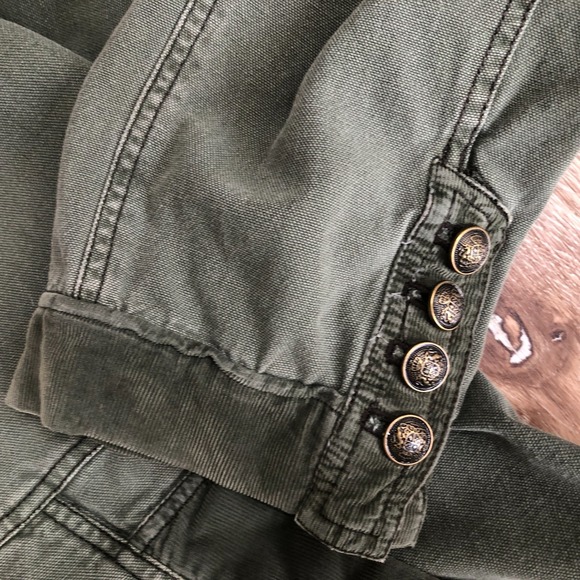 We the Free Army Green $168 Double Breasted Cotton Boho Trucker Utility Jacket M - Picture 16 of 16